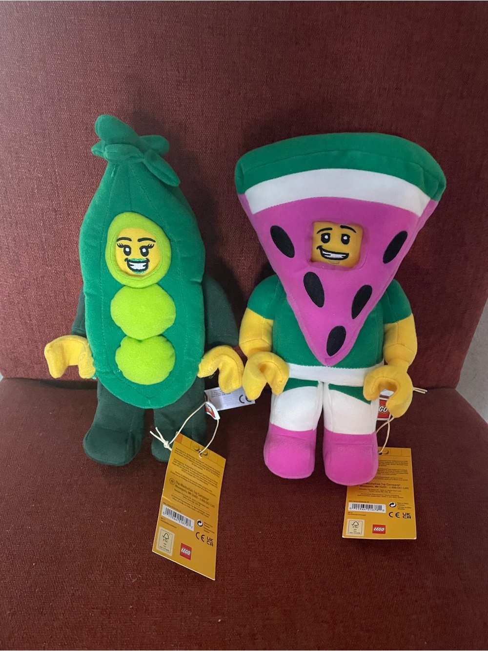 LEGO Kids Plush Costume Characters - Green Peapod & Pink Watermelon 9.5in